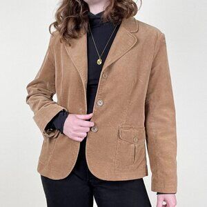Vintage Corduroy Oversized Blazer Jacket Coat Long Preppy Academia School Prep